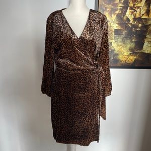 JCrew Leopard Velvet Wrap Dress